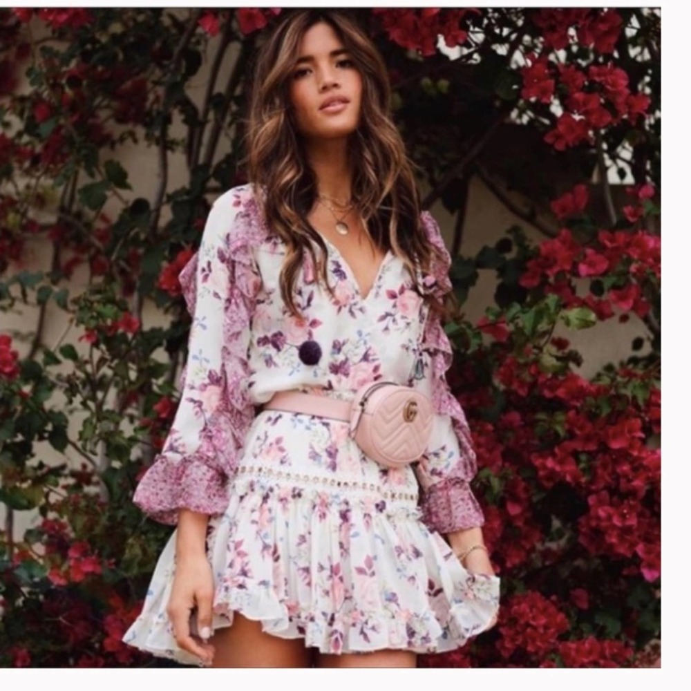 Misa Sia Floral Ruffle Blouse XS